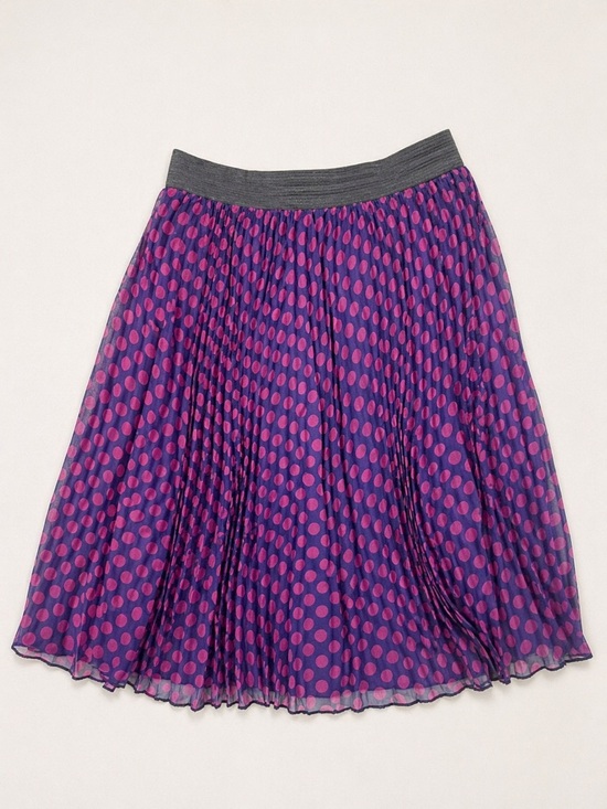 She's Cool Dresses & Skirts - She’s Cool Pleated Polka Dot Skirt 1X Purple Pink Chiffon Midi Elastic Waist